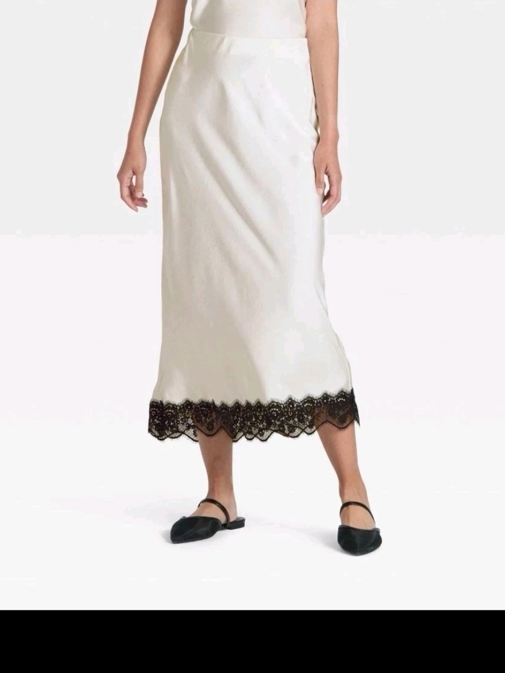 A New Day Women's Lace Trim Midi Skirt